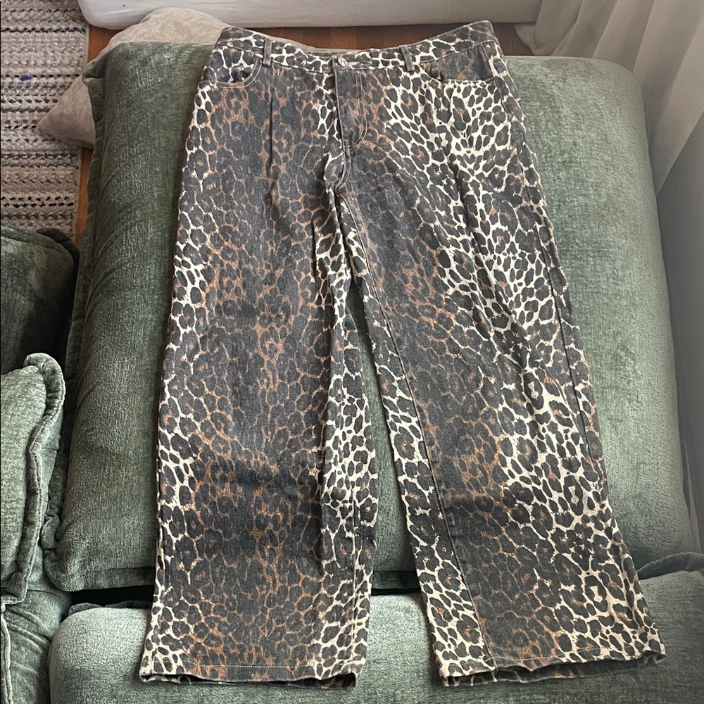 Edikted Animal Print Wide Leg Pants